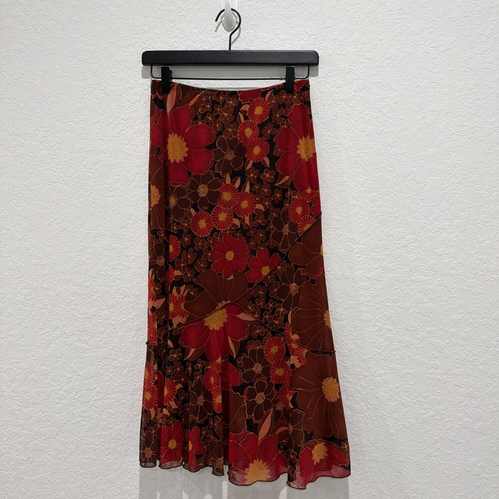 Heart And Soul 90s Y2K Fall Autumn Floral Printed Lined Skirt Size Small